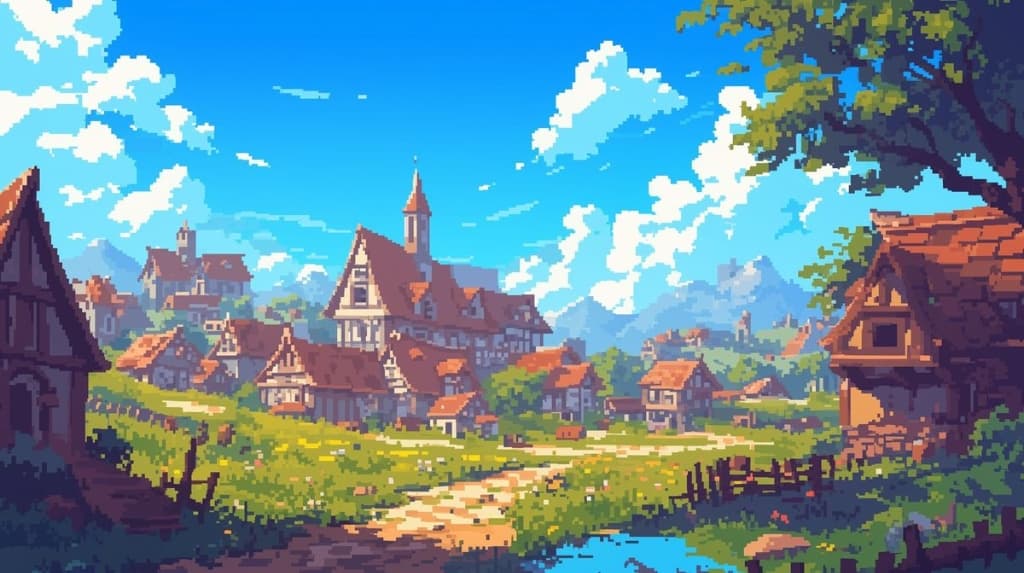 Resources Sunlit Village Backdrop
